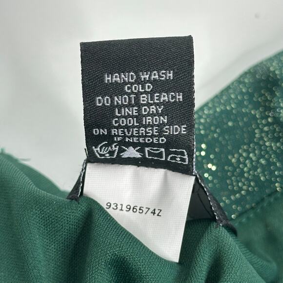 NWT MSK Green Glitter-Chiffon Blouson Belted Wide-Leg Jumpsuit Womens Size Small - Picture 11 of 12